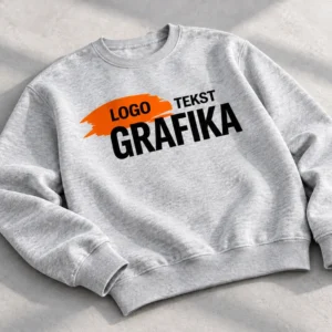 Bluza bez kaptura z nadrukiem LOGO TEKST GRAFIKA (wizualizacja)