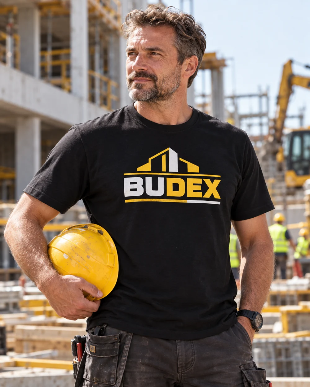T-shirt męski z własnym nadrukiem Kierownik budowy, logo firmy