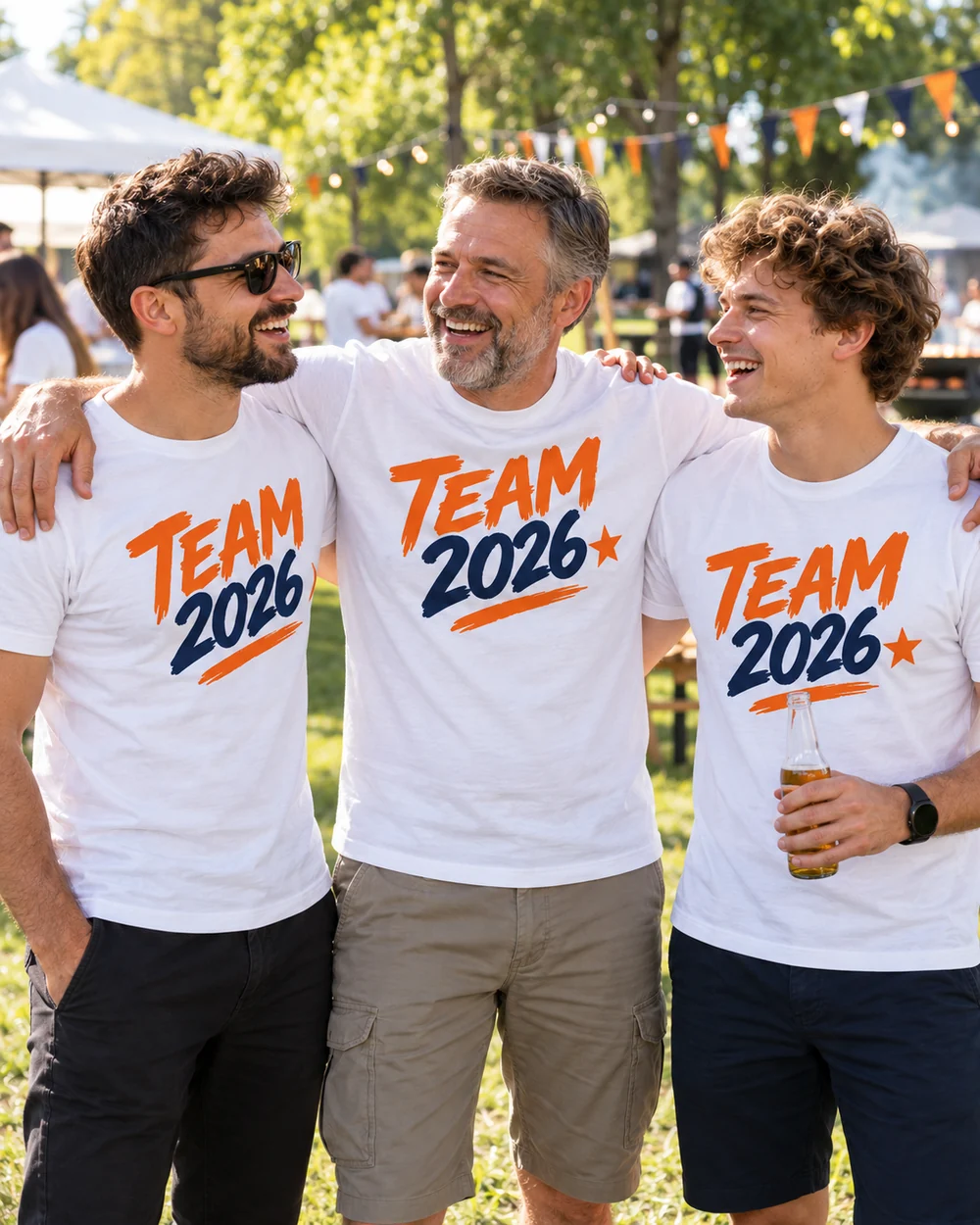 T-shirt męski z własnym nadrukiem Zespół, jednakowy nadruk