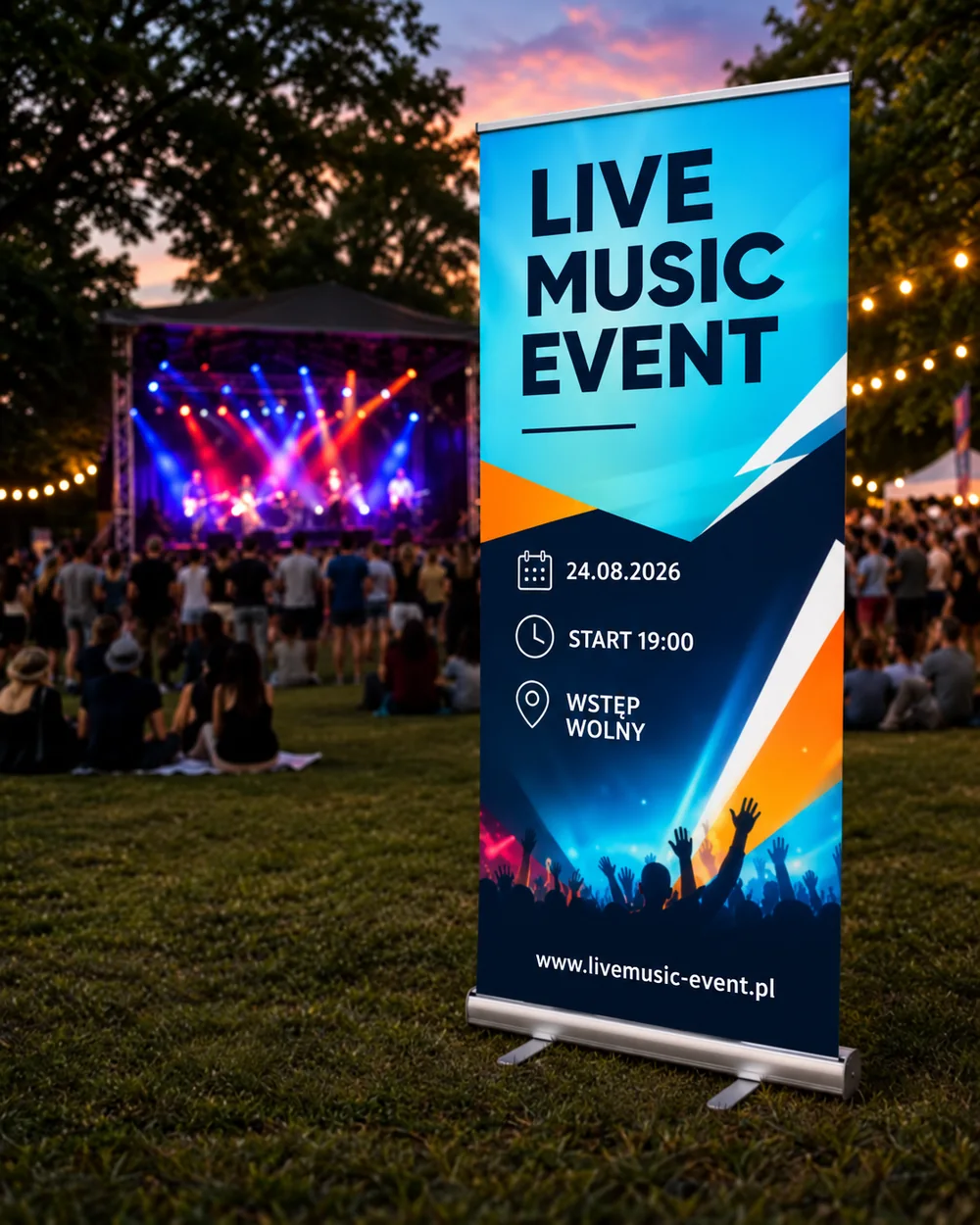 Roll-up na evencie plenerowym – grafika koncertowa (wizualizacja)